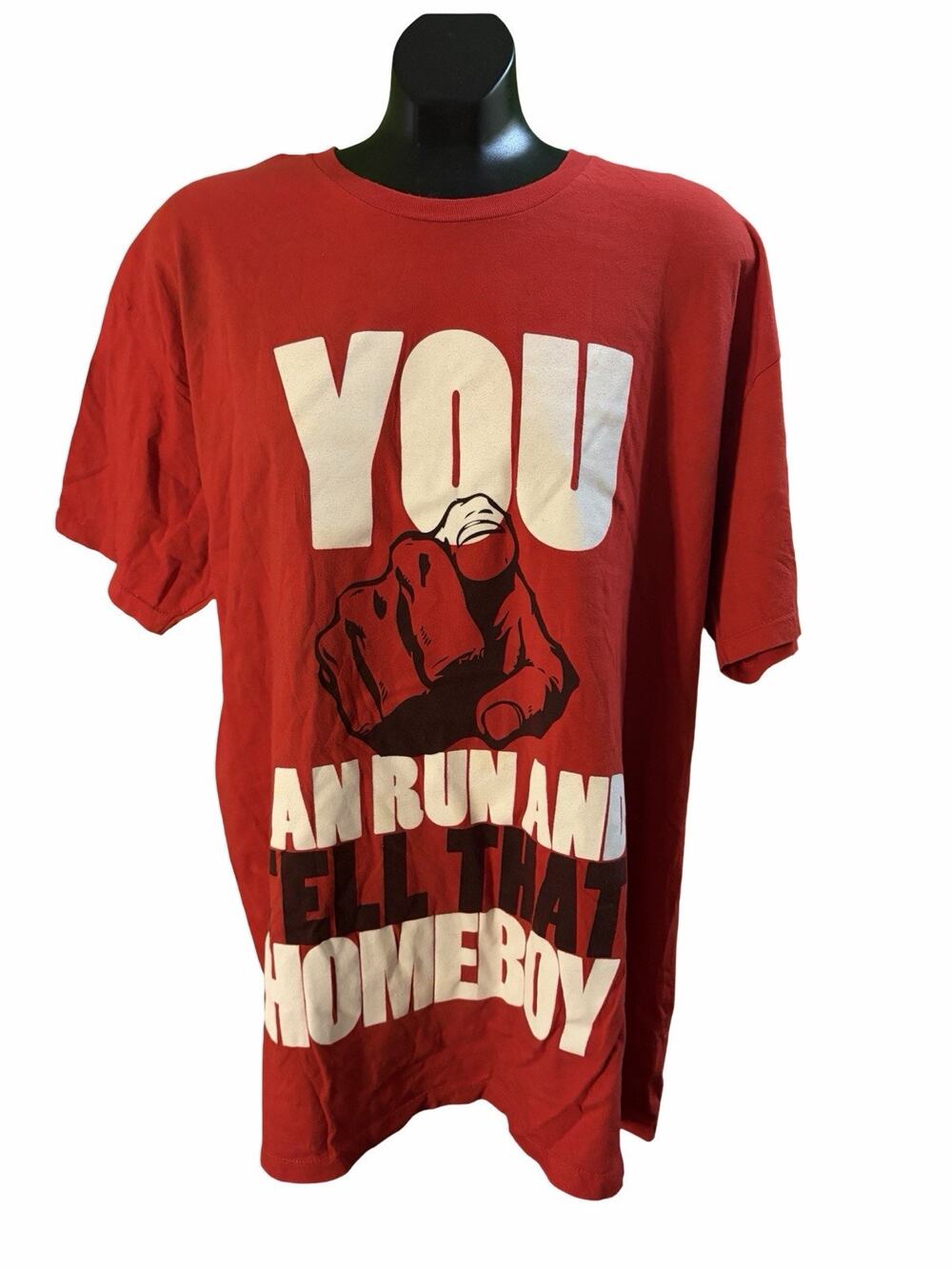 2 Monkeys Graphic T-Shirt XL Red Tee “You Can Run And Tell That Homeboy”